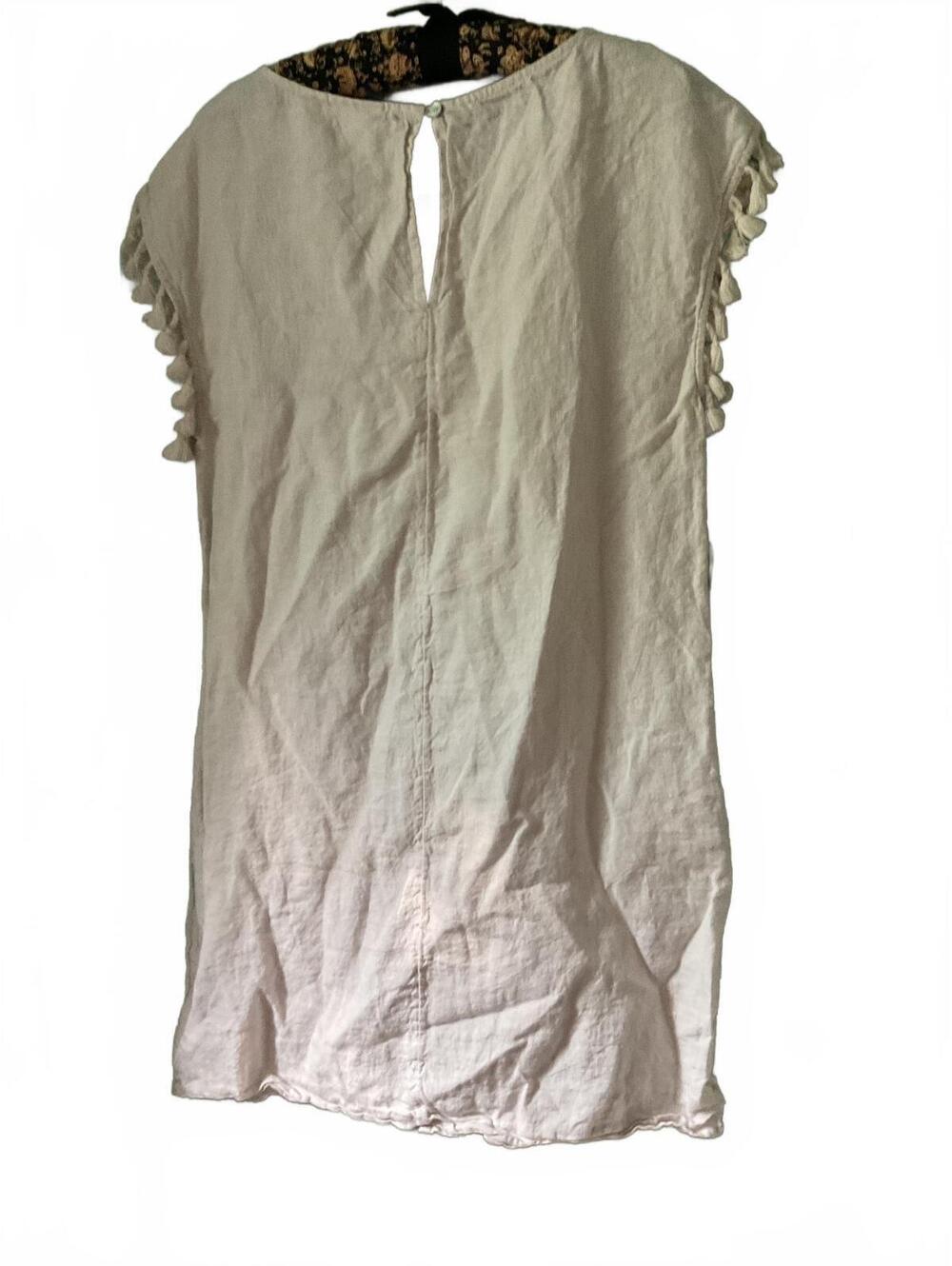 Rachel Ashwell Cream Linen Dress with Tassel Sleeves Size S - Picture 7 of 8